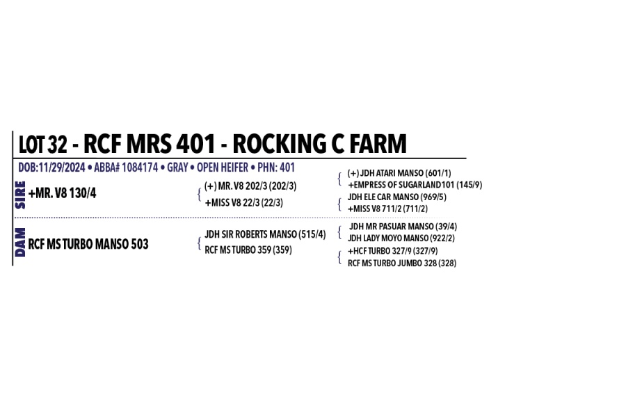 LOT 032 - RCF MRS 401,LOT 033 - RCF MRS 402 - PICK OR X THE MONEY OF LOTS CHOSEN (A)