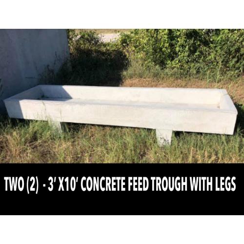 LOT 47 - TWO (2) 3’ X 10’ CONCRETE FEED TROUGHS WITH LEGS