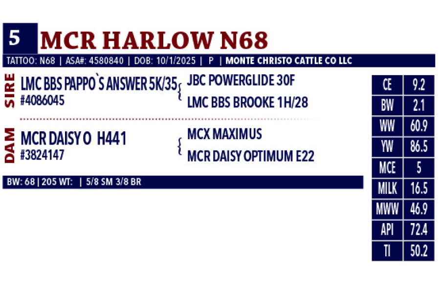 LOT 05 - MCR HARLOW N68